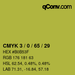 Código de color: CMYK 3 / 0 / 65 / 29 | qconv.com