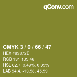 Farbcode: CMYK 3 / 0 / 66 / 47 | qconv.com