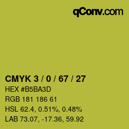 カラーコード: CMYK 3 / 0 / 67 / 27 | qconv.com