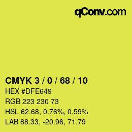 Color code: CMYK 3 / 0 / 68 / 10 | qconv.com