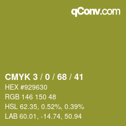 カラーコード: CMYK 3 / 0 / 68 / 41 | qconv.com