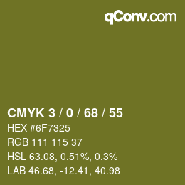カラーコード: CMYK 3 / 0 / 68 / 55 | qconv.com