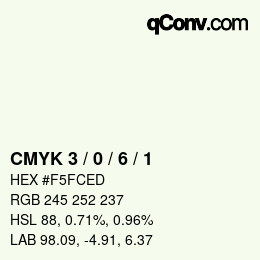 颜色代码: CMYK 3 / 0 / 6 / 1 | qconv.com