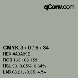 カラーコード: CMYK 3 / 0 / 6 / 34 | qconv.com