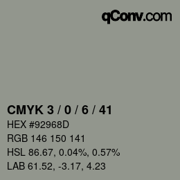 Color code: CMYK 3 / 0 / 6 / 41 | qconv.com