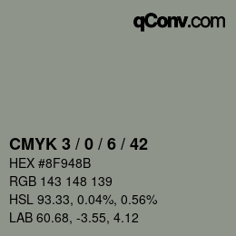 カラーコード: CMYK 3 / 0 / 6 / 42 | qconv.com