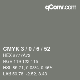 Color code: CMYK 3 / 0 / 6 / 52 | qconv.com