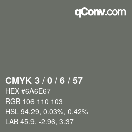 カラーコード: CMYK 3 / 0 / 6 / 57 | qconv.com