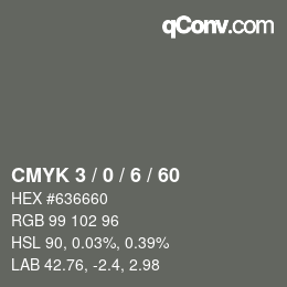 カラーコード: CMYK 3 / 0 / 6 / 60 | qconv.com
