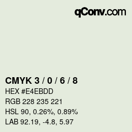 Código de color: CMYK 3 / 0 / 6 / 8 | qconv.com