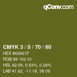Código de color: CMYK 3 / 0 / 70 / 60 | qconv.com