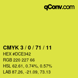カラーコード: CMYK 3 / 0 / 71 / 11 | qconv.com