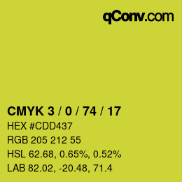 颜色代码: CMYK 3 / 0 / 74 / 17 | qconv.com