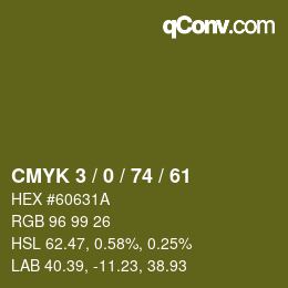 カラーコード: CMYK 3 / 0 / 74 / 61 | qconv.com