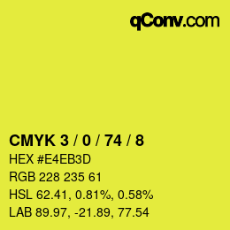 颜色代码: CMYK 3 / 0 / 74 / 8 | qconv.com