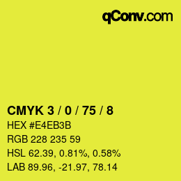 カラーコード: CMYK 3 / 0 / 75 / 8 | qconv.com