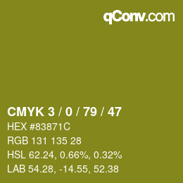 Color code: CMYK 3 / 0 / 79 / 47 | qconv.com