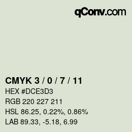 颜色代码: CMYK 3 / 0 / 7 / 11 | qconv.com