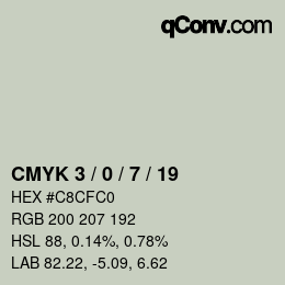 カラーコード: CMYK 3 / 0 / 7 / 19 | qconv.com
