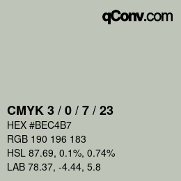 Color code: CMYK 3 / 0 / 7 / 23 | qconv.com