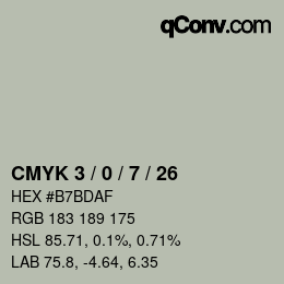 カラーコード: CMYK 3 / 0 / 7 / 26 | qconv.com