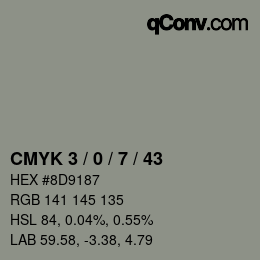 Color code: CMYK 3 / 0 / 7 / 43 | qconv.com