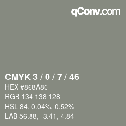 Color code: CMYK 3 / 0 / 7 / 46 | qconv.com