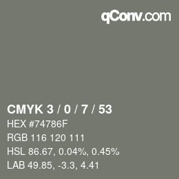 Color code: CMYK 3 / 0 / 7 / 53 | qconv.com