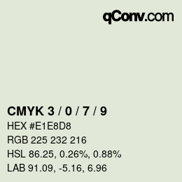 カラーコード: CMYK 3 / 0 / 7 / 9 | qconv.com