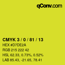 颜色代码: CMYK 3 / 0 / 81 / 13 | qconv.com