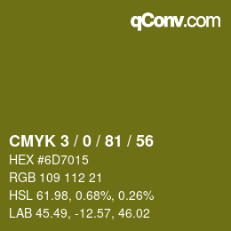 カラーコード: CMYK 3 / 0 / 81 / 56 | qconv.com