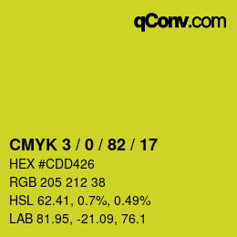 颜色代码: CMYK 3 / 0 / 82 / 17 | qconv.com