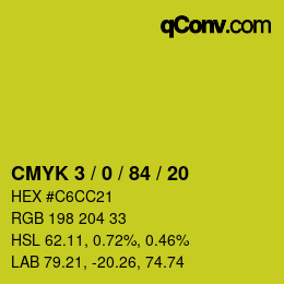 Color code: CMYK 3 / 0 / 84 / 20 | qconv.com