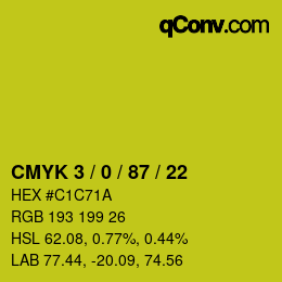 颜色代码: CMYK 3 / 0 / 87 / 22 | qconv.com