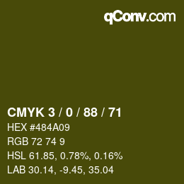 Color code: CMYK 3 / 0 / 88 / 71 | qconv.com
