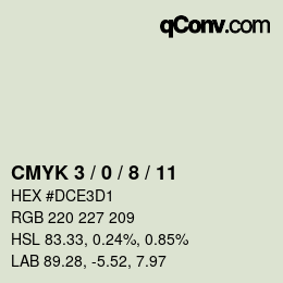 カラーコード: CMYK 3 / 0 / 8 / 11 | qconv.com