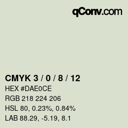 カラーコード: CMYK 3 / 0 / 8 / 12 | qconv.com