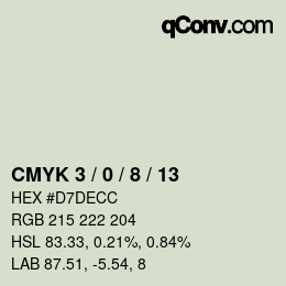 カラーコード: CMYK 3 / 0 / 8 / 13 | qconv.com
