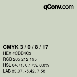 Color code: CMYK 3 / 0 / 8 / 17 | qconv.com