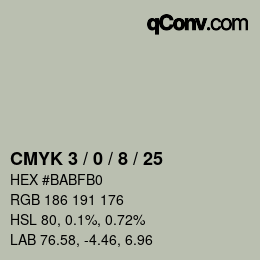 カラーコード: CMYK 3 / 0 / 8 / 25 | qconv.com
