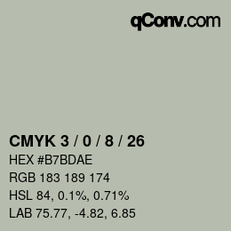 カラーコード: CMYK 3 / 0 / 8 / 26 | qconv.com