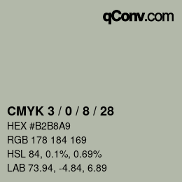 カラーコード: CMYK 3 / 0 / 8 / 28 | qconv.com