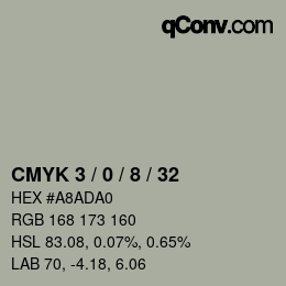 カラーコード: CMYK 3 / 0 / 8 / 32 | qconv.com