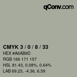 カラーコード: CMYK 3 / 0 / 8 / 33 | qconv.com
