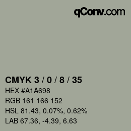 カラーコード: CMYK 3 / 0 / 8 / 35 | qconv.com