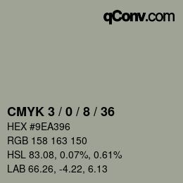カラーコード: CMYK 3 / 0 / 8 / 36 | qconv.com