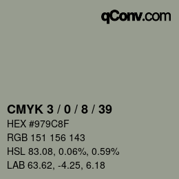 颜色代码: CMYK 3 / 0 / 8 / 39 | qconv.com