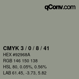 Código de color: CMYK 3 / 0 / 8 / 41 | qconv.com