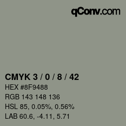 カラーコード: CMYK 3 / 0 / 8 / 42 | qconv.com