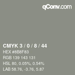 Color code: CMYK 3 / 0 / 8 / 44 | qconv.com